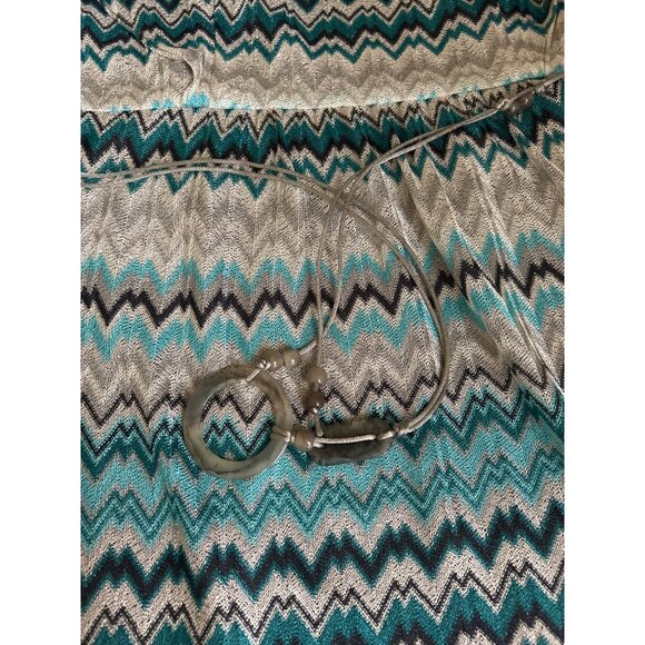 J. Taylor Women's Zigzag Pattern Dress Size 14 100% Polyester Teal & Gray Lined - Picture 10 of 11